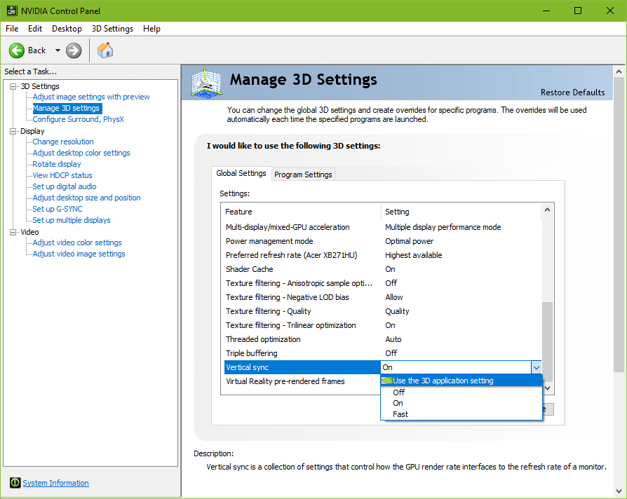 no g-sync option in nvidia control panel