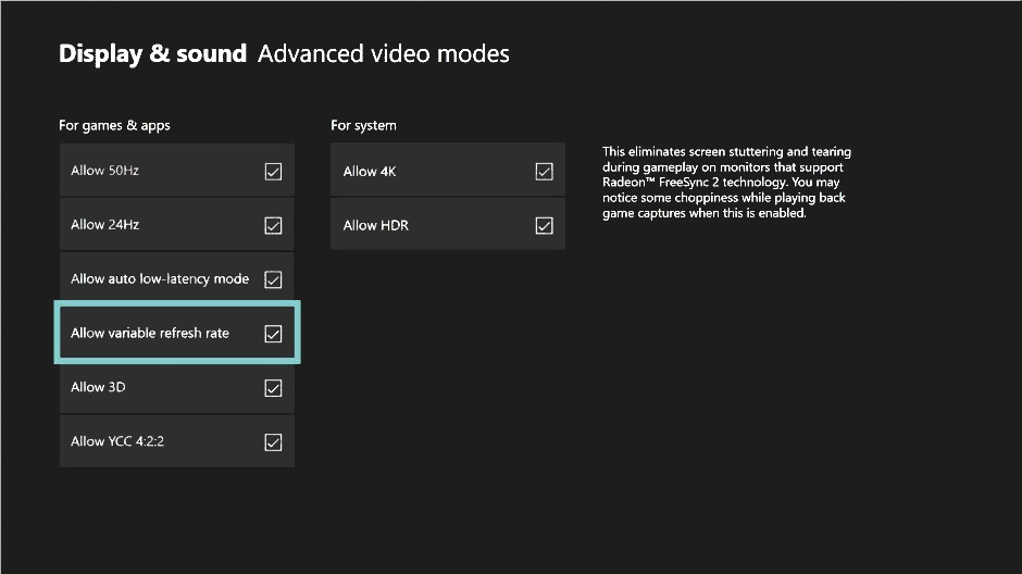 Как включить freesync на xbox